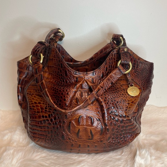 Brahmin Dagny Pecan croc-embossed leather handbag - Picture 2 of 16